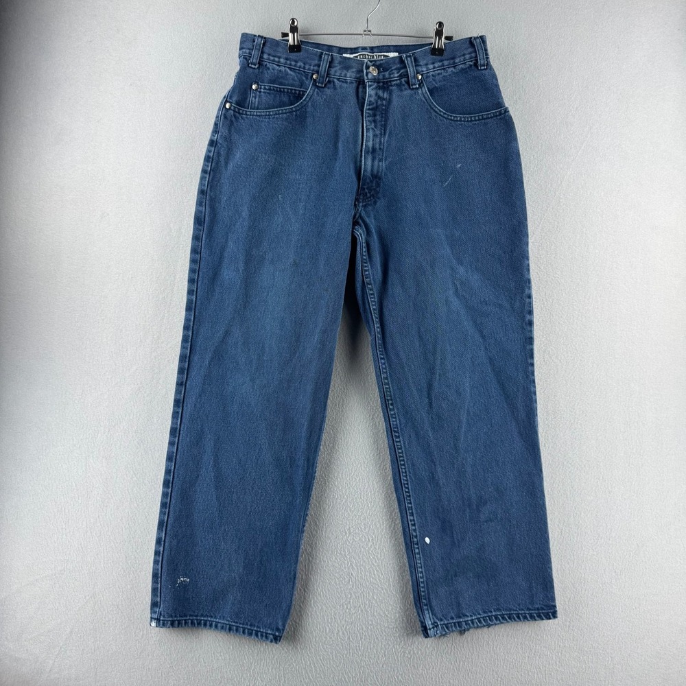Vintage Anchor Blue Wide Leg Jeans Mens 36 (Fits 33x28) 90s Skater Heavy Denim